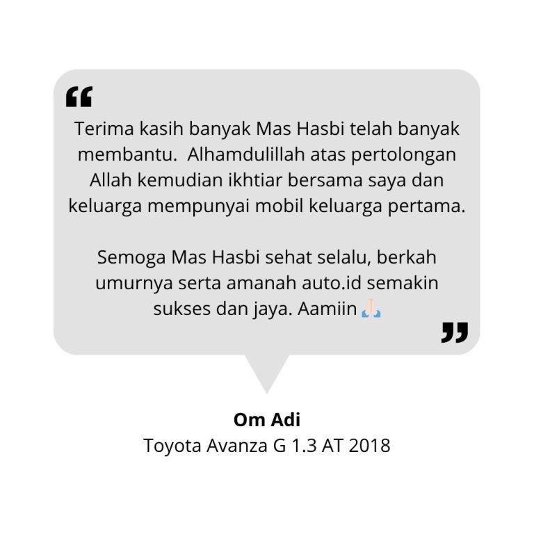 Testimoni Kredit Mobil Second Syariah avanza matic