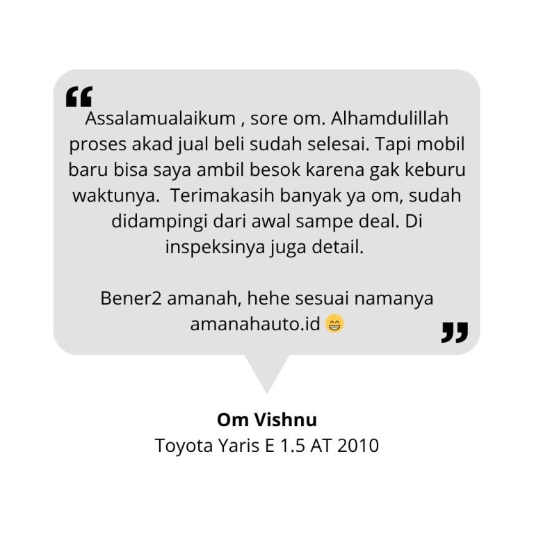 Testimoni Kredit Mobil Second Syariah Toyota Yaris