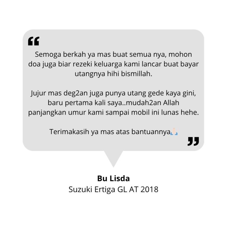 Testimoni Kredit Mobil Second Syariah suzuki Ertiga