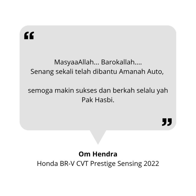Testimoni Kredit Mobil Second Syariah Honda BR-V Prestige Sensin